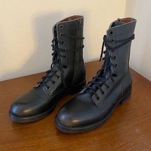 RE/DONE leather combat lace up boots / 37